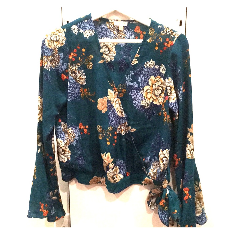 Bell sleeve wrap top